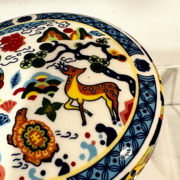 Super Bone Hankook Blue Animal Print Porcelain Trinket Box Jewerly Ceramic Bowl - Picture 3 of 12